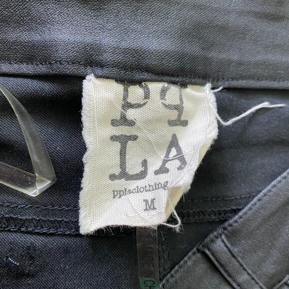 PPLA Jackie Faux Leather Style Knit Moto Pants Size Medium EUC Stretch Black - Picture 7 of 11